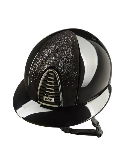 Casco de Equitación KEP Cromo 2.0 Polish Black & Black/Silver Nebula Swarovski