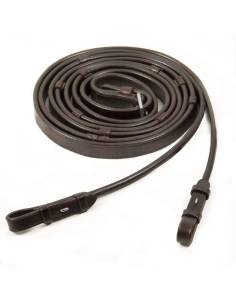 SCHOCKEMOHLE ROLED LEATHER REINS WITH STOPS AND HOOK AND STUD 2